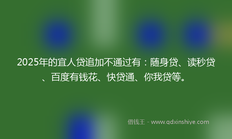 2025年的宜人贷追加不通过有：随身贷、读秒贷、百度有钱花、快贷通、你我贷等。
