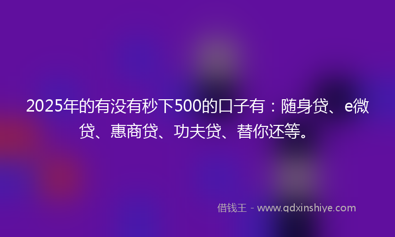 2025年的有没有秒下500的口子有：随身贷、e微贷、惠商贷、功夫贷、替你还等。