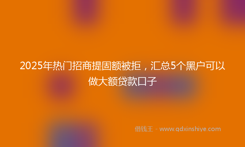 2025年热门招商提固额被拒，汇总5个黑户可以做大额贷款口子
