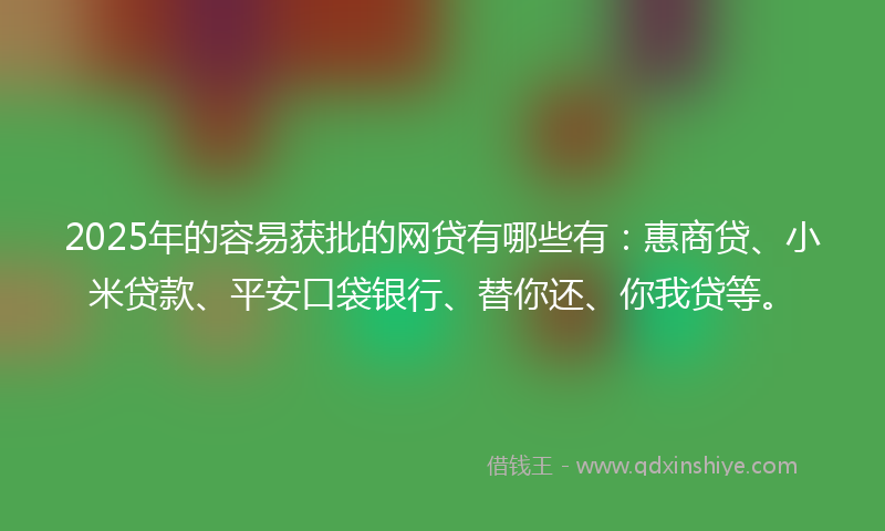 2025年的容易获批的网贷有哪些有：惠商贷、小米贷款、平安口袋银行、替你还、你我贷等。
