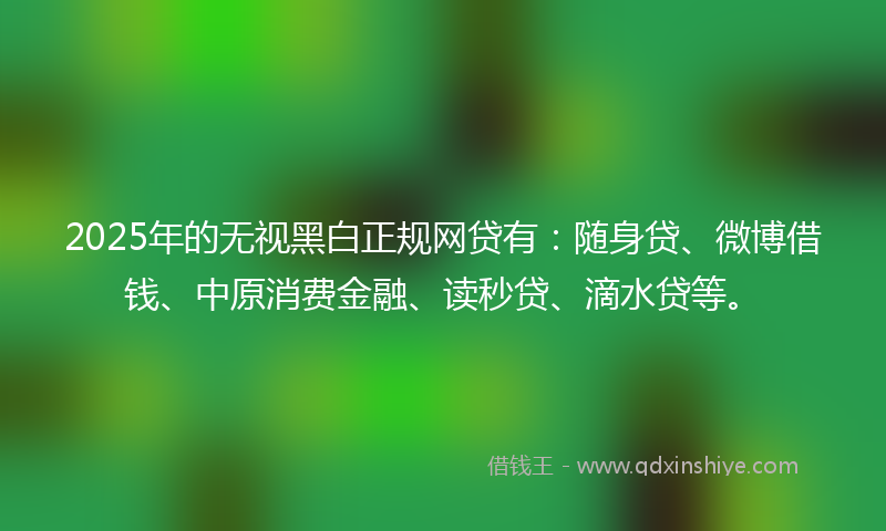 2025年的无视黑白正规网贷有：随身贷、微博借钱、中原消费金融、读秒贷、滴水贷等。