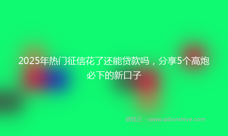 2025年热门征信花了还能贷款吗，分享5个高炮必下的新口子