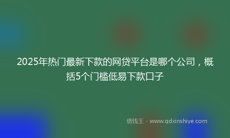 2025年热门最新下款的网贷平台是哪个公司，概括5个门槛低易下款口子