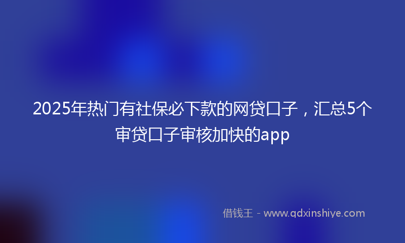 2025年热门有社保必下款的网贷口子，汇总5个审贷口子审核加快的app