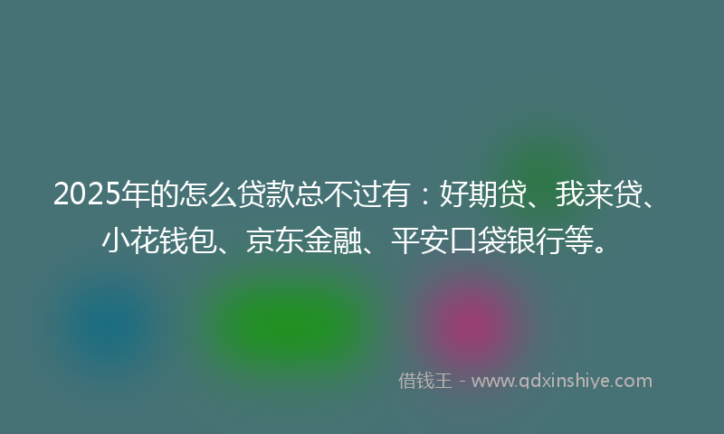 2025年的怎么贷款总不过有：好期贷、我来贷、小花钱包、京东金融、平安口袋银行等。