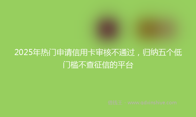 2025年热门申请信用卡审核不通过，归纳五个低门槛不查征信的平台