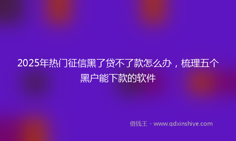 2025年热门征信黑了贷不了款怎么办，梳理五个黑户能下款的软件