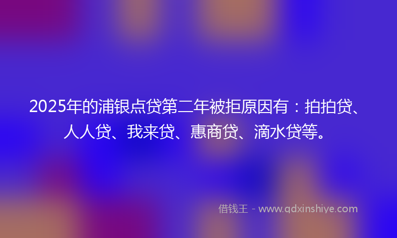 2025年的浦银点贷第二年被拒原因有：拍拍贷、人人贷、我来贷、惠商贷、滴水贷等。