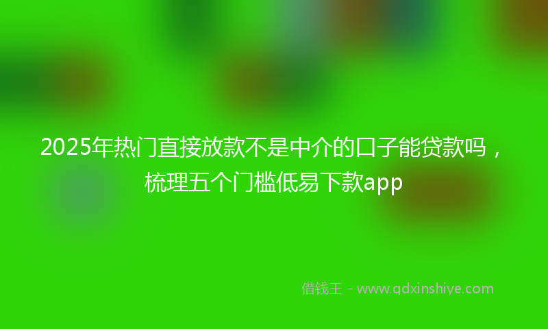 2025年热门直接放款不是中介的口子能贷款吗，梳理五个门槛低易下款app
