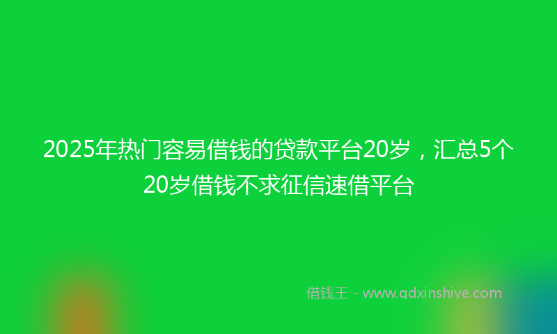 2025年热门容易借钱的贷款平台20岁，汇总5个20岁借钱不求征信速借平台
