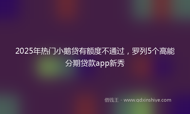 2025年热门小鹅贷有额度不通过，罗列5个高能分期贷款app新秀