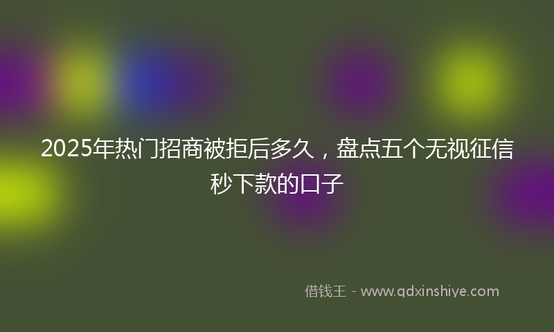2025年热门招商被拒后多久，盘点五个无视征信秒下款的口子