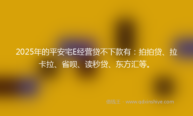 2025年的平安宅E经营贷不下款有：拍拍贷、拉卡拉、省呗、读秒贷、东方汇等。