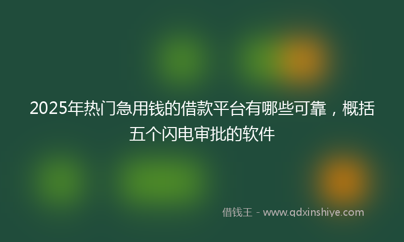 2025年热门急用钱的借款平台有哪些可靠，概括五个闪电审批的软件