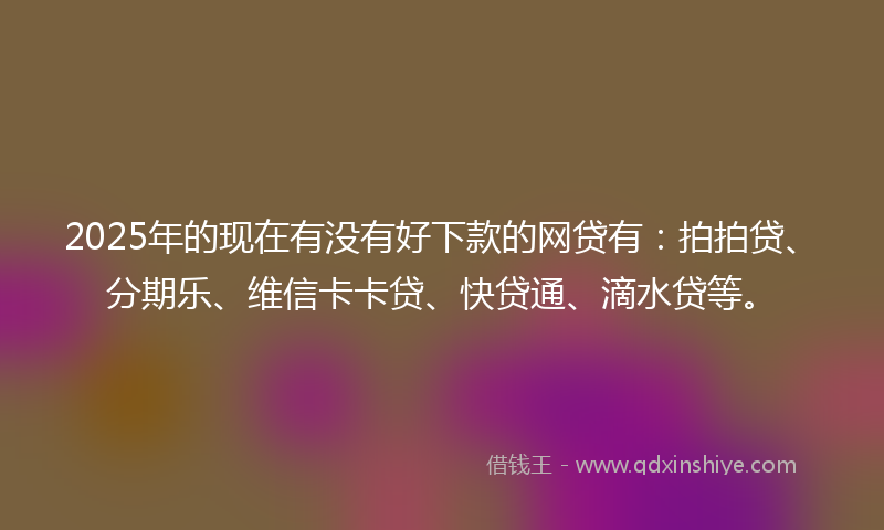 2025年的现在有没有好下款的网贷有：拍拍贷、分期乐、维信卡卡贷、快贷通、滴水贷等。