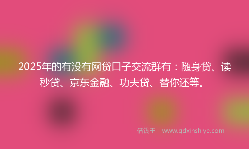 2025年的有没有网贷口子交流群有：随身贷、读秒贷、京东金融、功夫贷、替你还等。