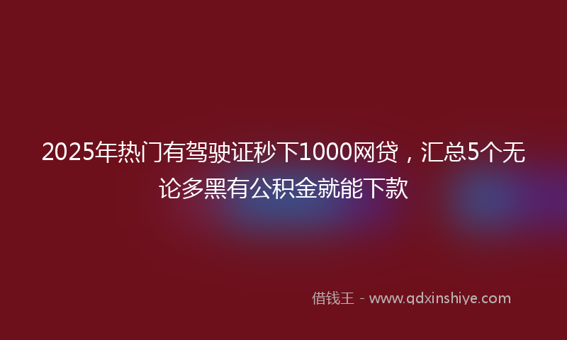 2025年热门有驾驶证秒下1000网贷，汇总5个无论多黑有公积金就能下款