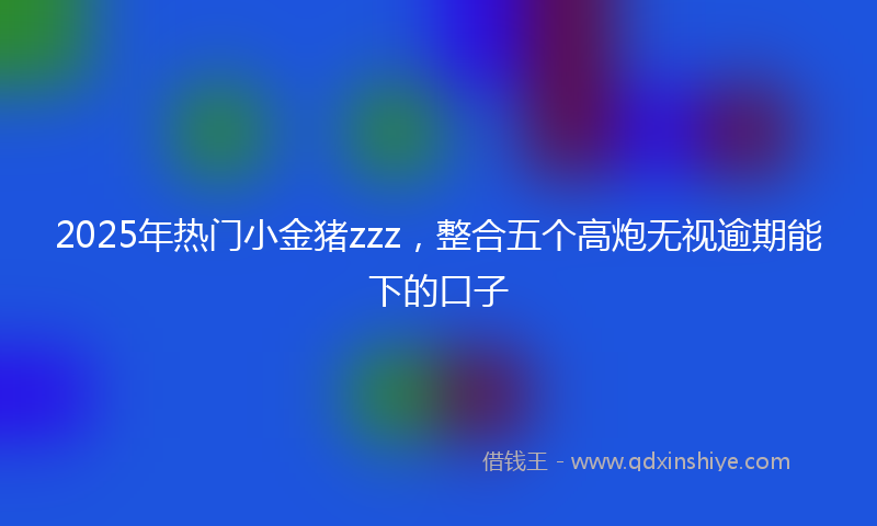 2025年热门小金猪zzz，整合五个高炮无视逾期能下的口子