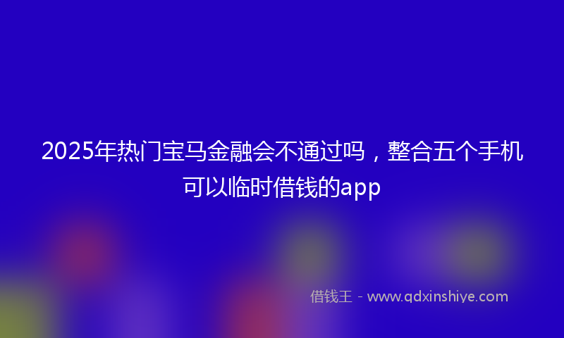 2025年热门宝马金融会不通过吗，整合五个手机可以临时借钱的app