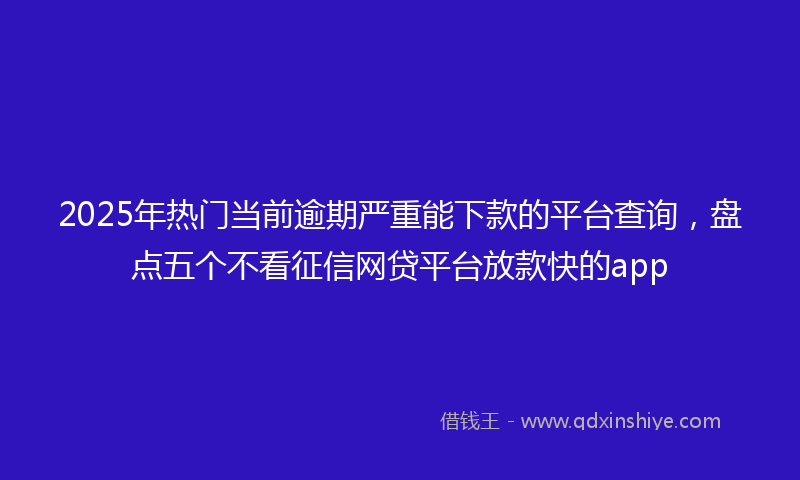 2025年热门当前逾期严重能下款的平台查询，盘点五个不看征信网贷平台放款快的app