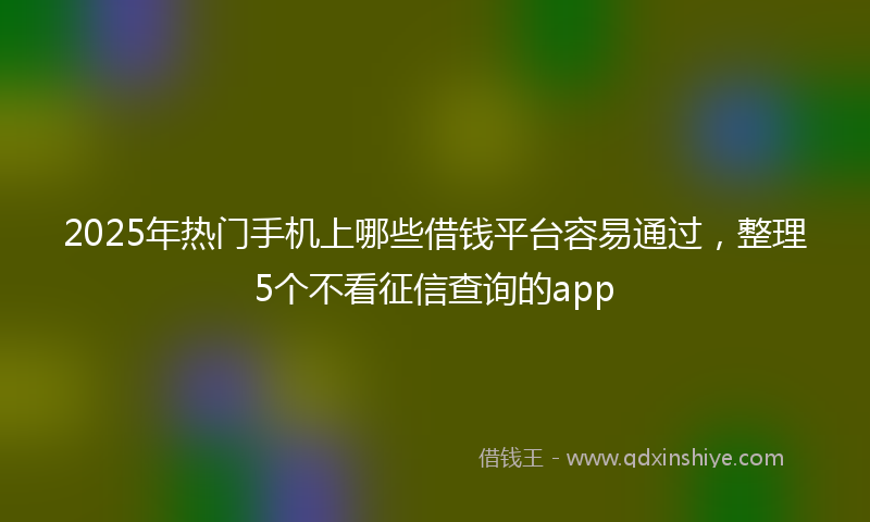 2025年热门手机上哪些借钱平台容易通过，整理5个不看征信查询的app