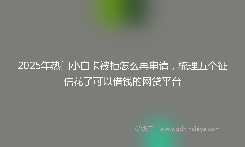 2025年热门小白卡被拒怎么再申请，梳理五个征信花了可以借钱的网贷平台