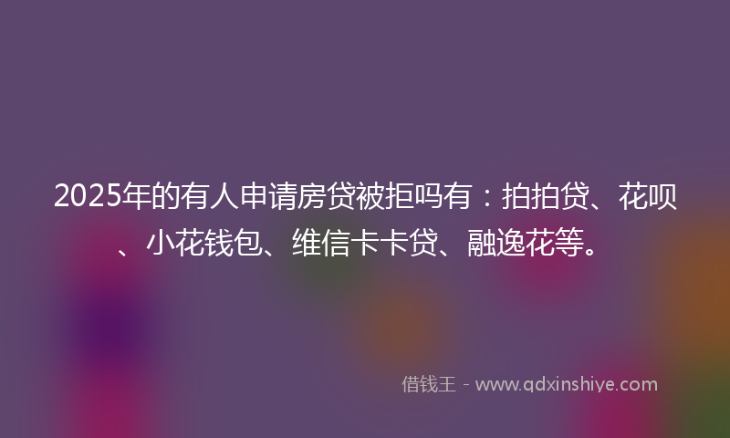 2025年的有人申请房贷被拒吗有：拍拍贷、花呗、小花钱包、维信卡卡贷、融逸花等。