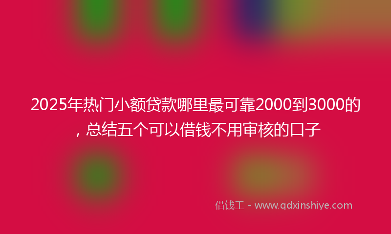 2025年热门小额贷款哪里最可靠2000到3000的，总结五个可以借钱不用审核的口子