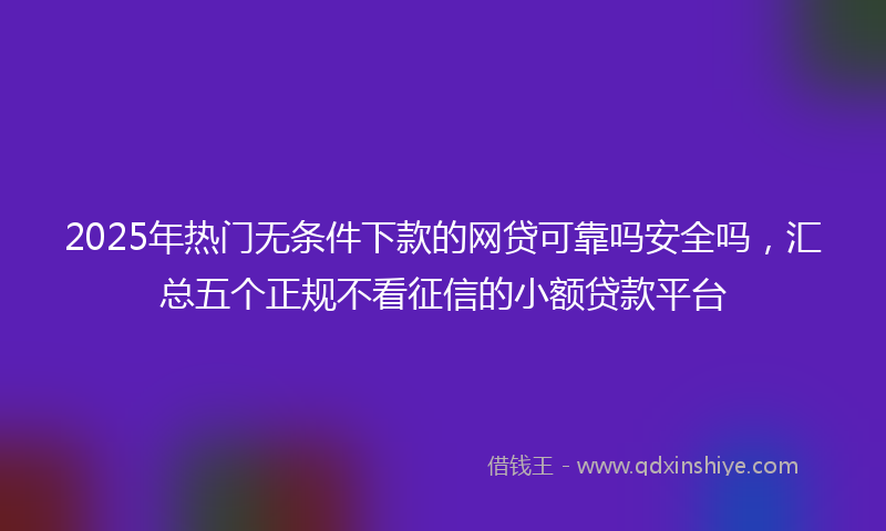 2025年热门无条件下款的网贷可靠吗安全吗，汇总五个正规不看征信的小额贷款平台