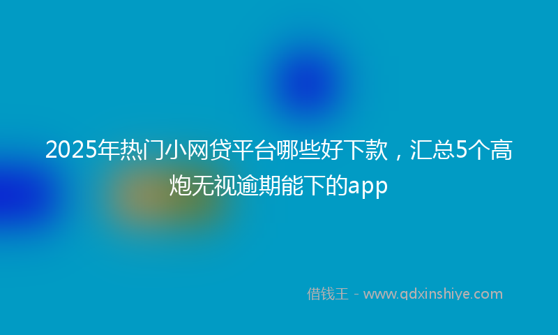 2025年热门小网贷平台哪些好下款，汇总5个高炮无视逾期能下的app