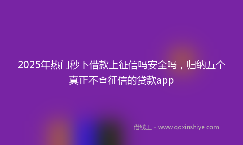 2025年热门秒下借款上征信吗安全吗，归纳五个真正不查征信的贷款app