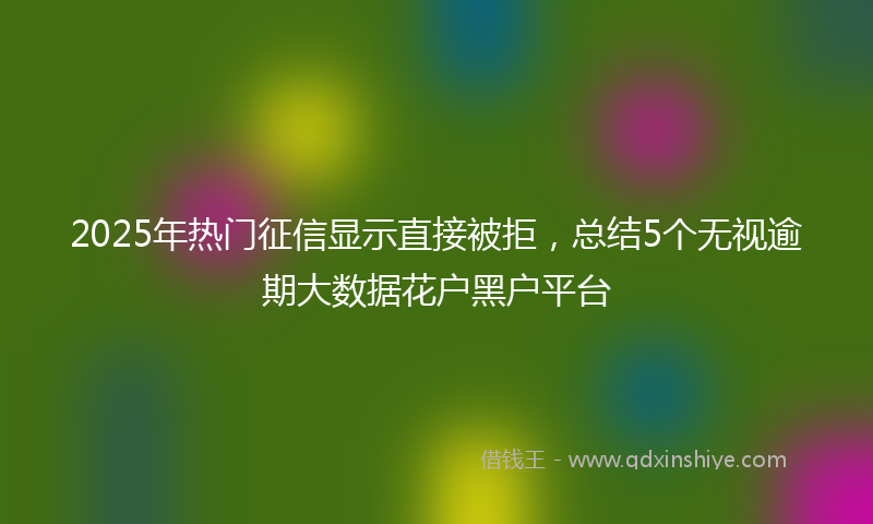 2025年热门征信显示直接被拒，总结5个无视逾期大数据花户黑户平台