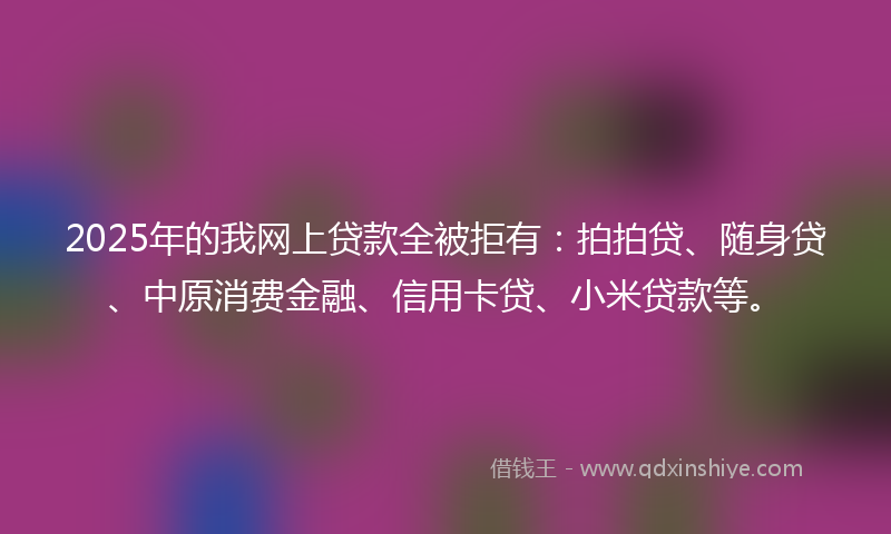 2025年的我网上贷款全被拒有：拍拍贷、随身贷、中原消费金融、信用卡贷、小米贷款等。