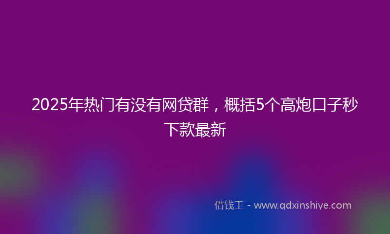 2025年热门有没有网贷群，概括5个高炮口子秒下款最新
