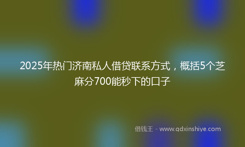2025年热门济南私人借贷联系方式，概括5个芝麻分700能秒下的口子