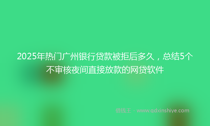 2025年热门广州银行贷款被拒后多久，总结5个不审核夜间直接放款的网贷软件