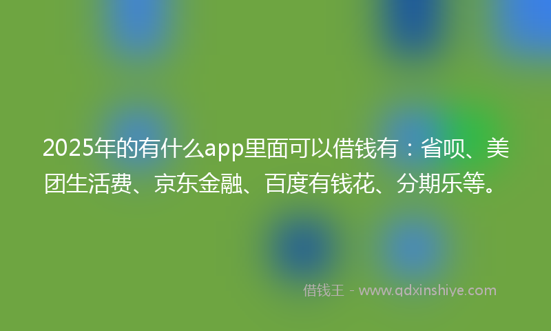2025年的有什么app里面可以借钱有：省呗、美团生活费、京东金融、百度有钱花、分期乐等。