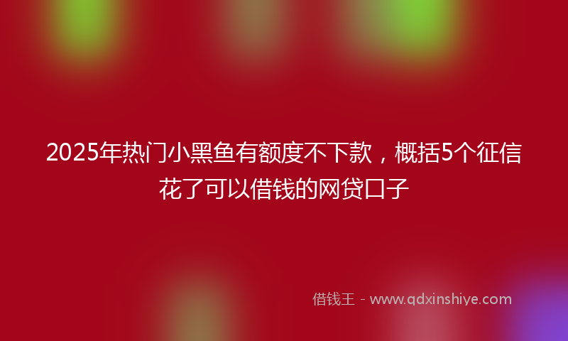 2025年热门小黑鱼有额度不下款，概括5个征信花了可以借钱的网贷口子