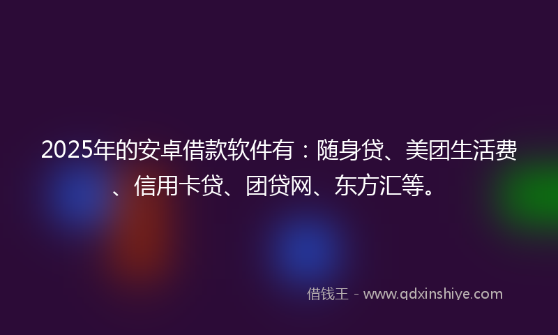 2025年的安卓借款软件有：随身贷、美团生活费、信用卡贷、团贷网、东方汇等。