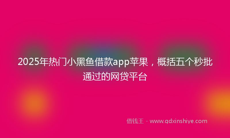 2025年热门小黑鱼借款app苹果，概括五个秒批通过的网贷平台