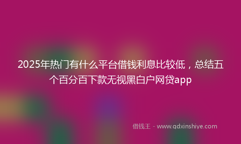2025年热门有什么平台借钱利息比较低，总结五个百分百下款无视黑白户网贷app