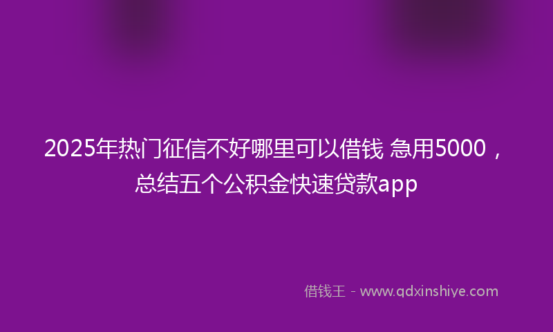 2025年热门征信不好哪里可以借钱 急用5000，总结五个公积金快速贷款app
