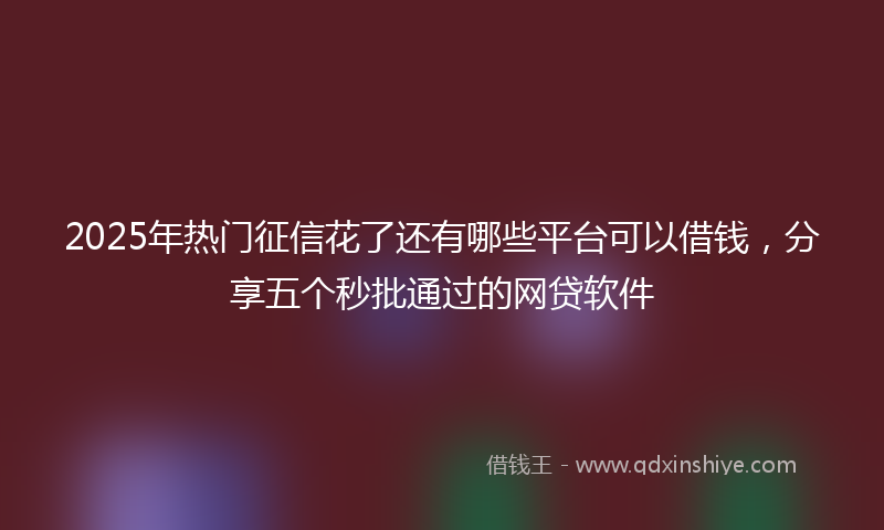 2025年热门征信花了还有哪些平台可以借钱，分享五个秒批通过的网贷软件