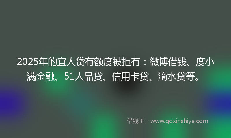 2025年的宜人贷有额度被拒有：微博借钱、度小满金融、51人品贷、信用卡贷、滴水贷等。