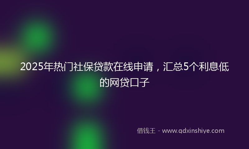 2025年热门社保贷款在线申请，汇总5个利息低的网贷口子