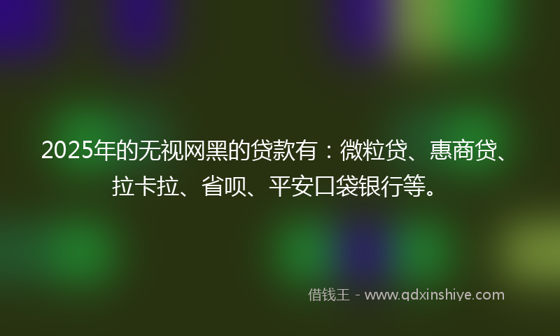 2025年的无视网黑的贷款有：微粒贷、惠商贷、拉卡拉、省呗、平安口袋银行等。