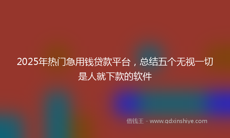 2025年热门急用钱贷款平台，总结五个无视一切是人就下款的软件