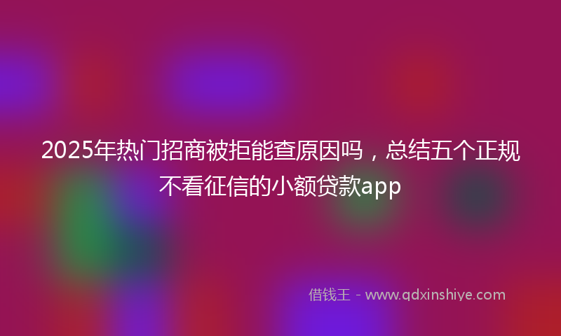 2025年热门招商被拒能查原因吗，总结五个正规不看征信的小额贷款app