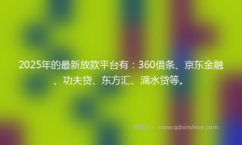 2025年的最新放款平台有：360借条、京东金融、功夫贷、东方汇、滴水贷等。