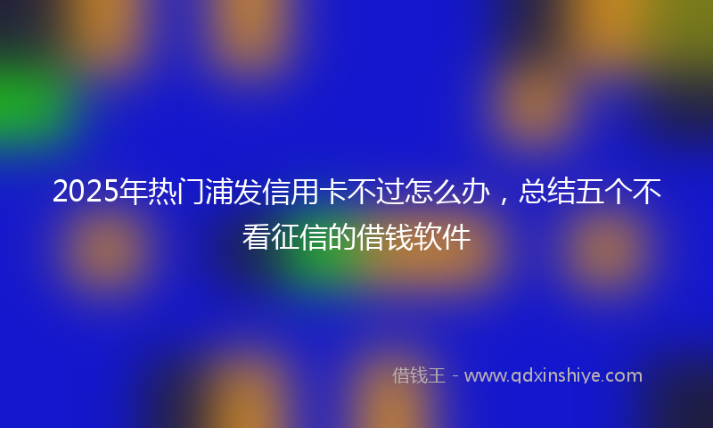 2025年热门浦发信用卡不过怎么办，总结五个不看征信的借钱软件